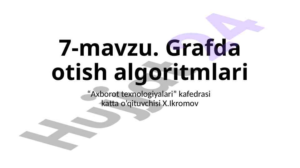Grafda otish algoritmlari tajribalari