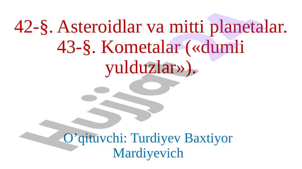 Asteroidlar va mitti planetalar haqida ma'lumotlar