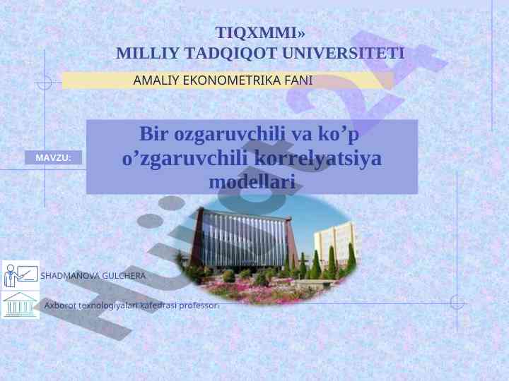 Bir o'zgaruvchili va ko'p o'zgaruvchili korrelyatsiya modellari