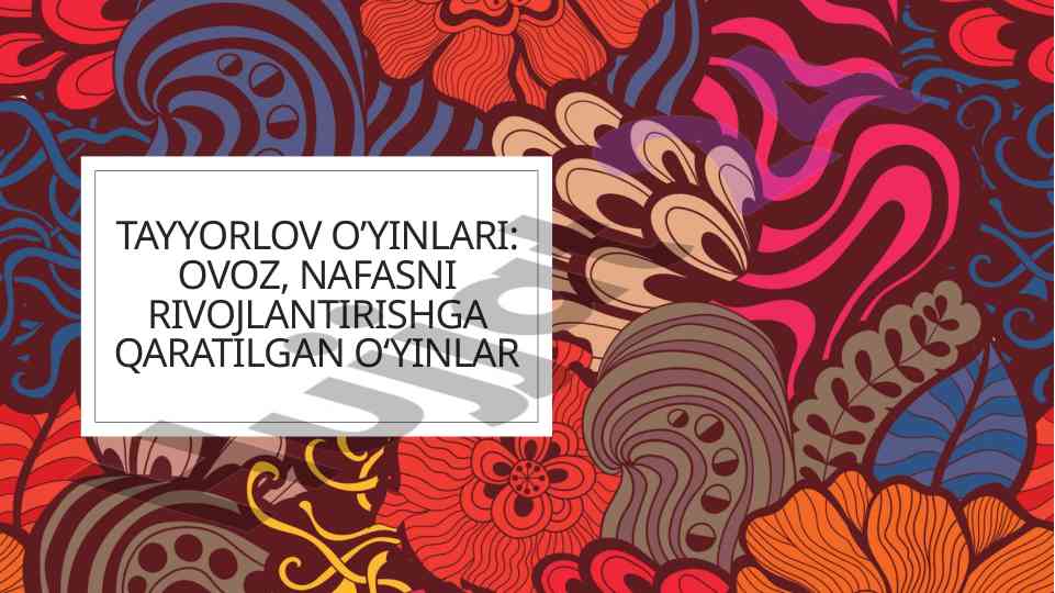 Ovoz va nafas rivojlantirish uchun o'yinlar