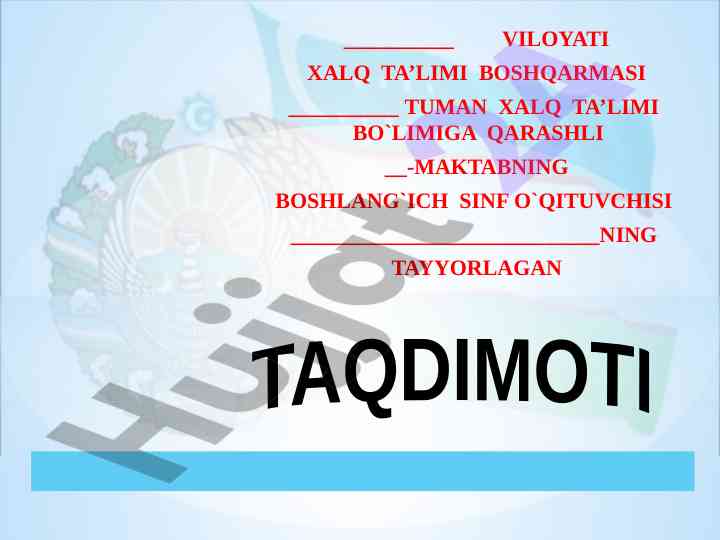 Yangi hayot uchin, yangi o‘zbekiston uchun