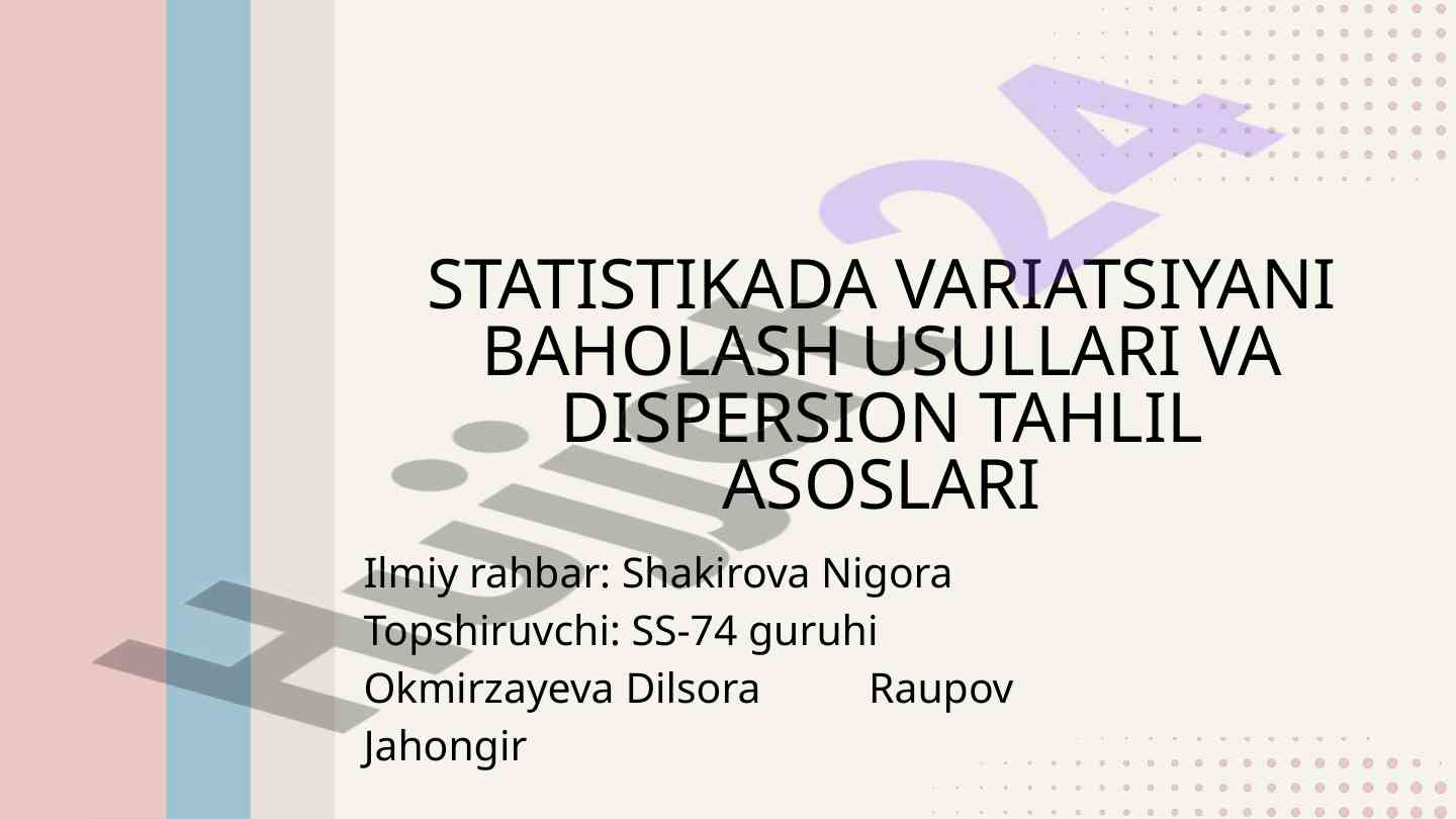 Statistikada variatsiyani baholash usullari