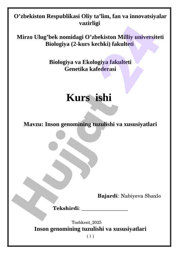 Inson genomining tuzilishi va xususiyatlari