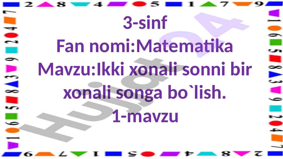 Ikki xonali sonni bir xonali songaga bo'lish