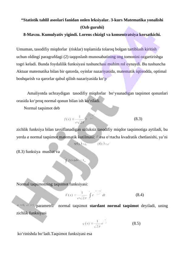 Statistik tahlil asoslari: kumulyativ yig'indi