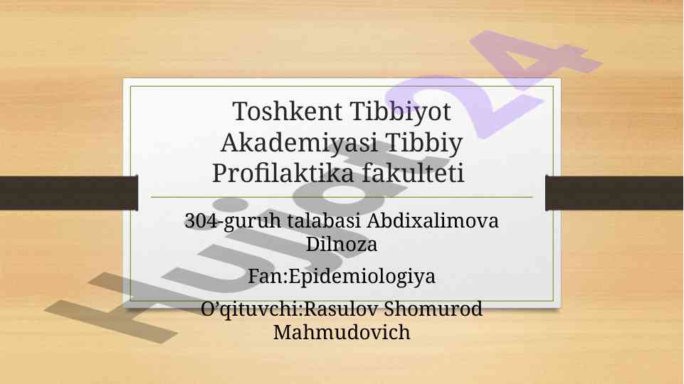 Epidemiologiya o‘qituvchilari taqdimoti