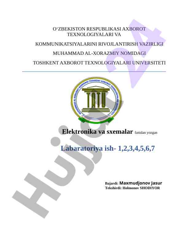 Elektronika va sxemalar fanidan laboratoriya ishlari