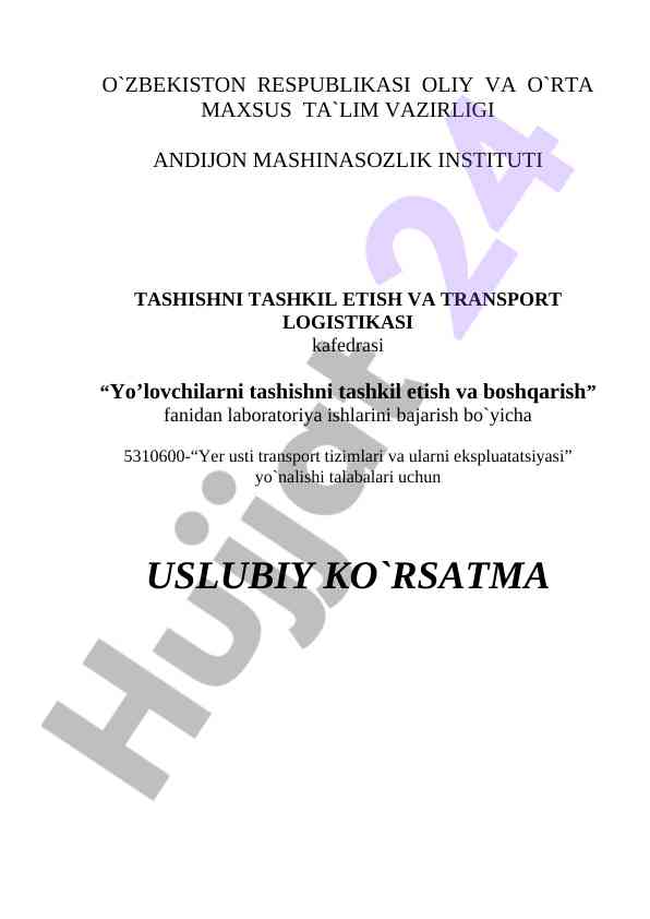 Transport logistikasi fanidan laboratoriya ishlari