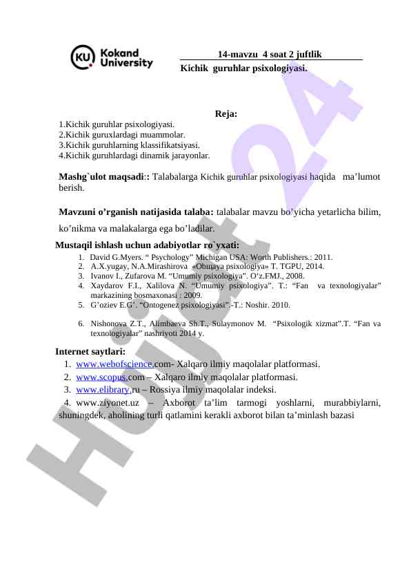 Kichik guruhlar psixologiyasi haqida ma’lumot