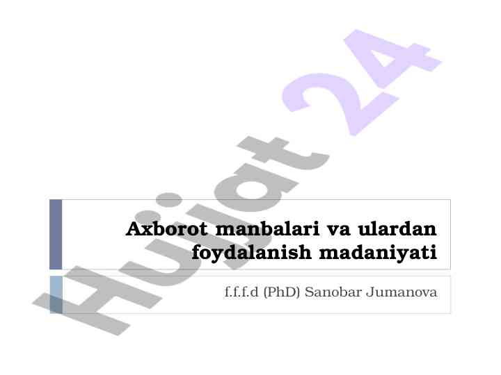 Axborot manbalari va ularning toifalari