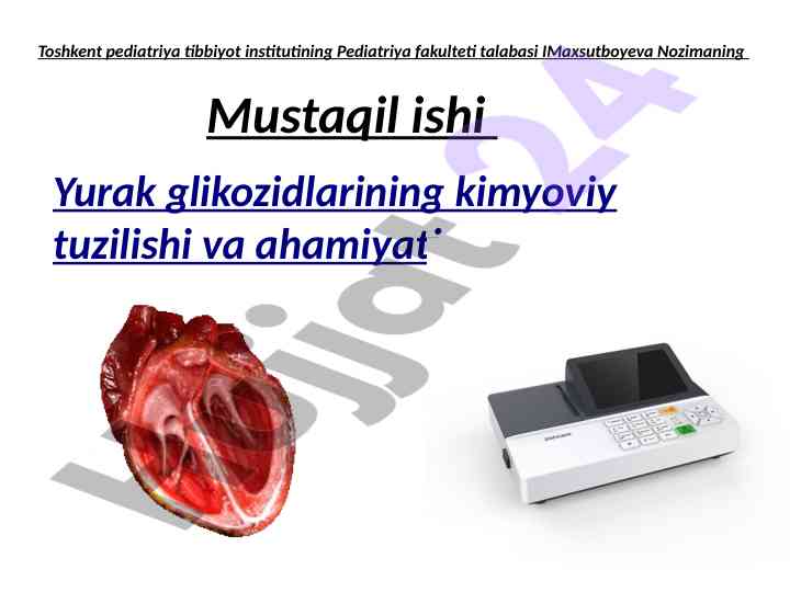 Yurak glikozidlarining kimyoviy tuzilishi va ahamiyati
