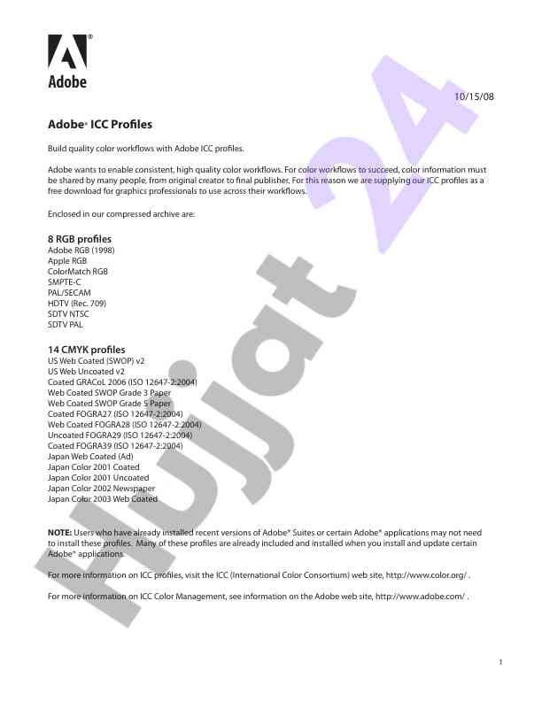 Adobe icc profiles for quality color workflows