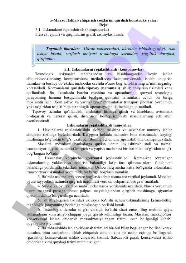Ishlab chiqarish ssexlarining qurilish konstruksiyalari
