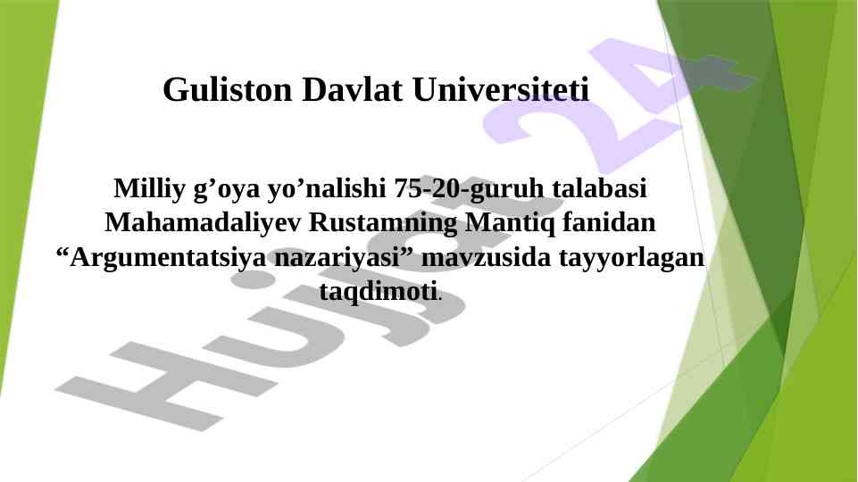 Argumentatsiya nazariyasi taqdimoti
