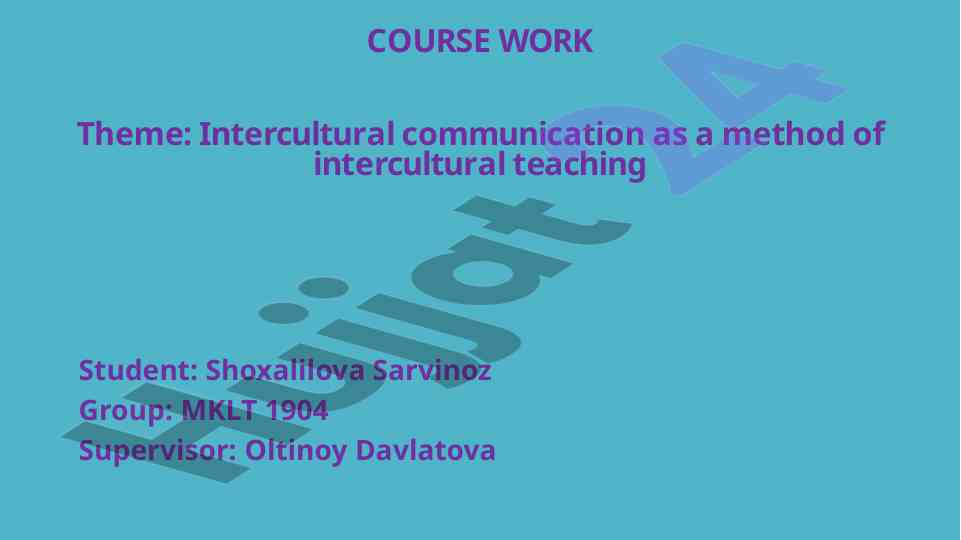 Intercultural communication in teaching methods