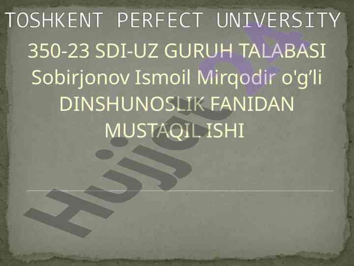Din va din muvaffaqiyatlari haqida mustaqil ish