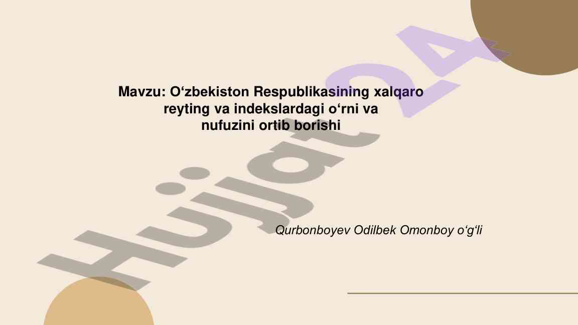 O‘zbekiston Respublikasining Xalqaro Reytinglari