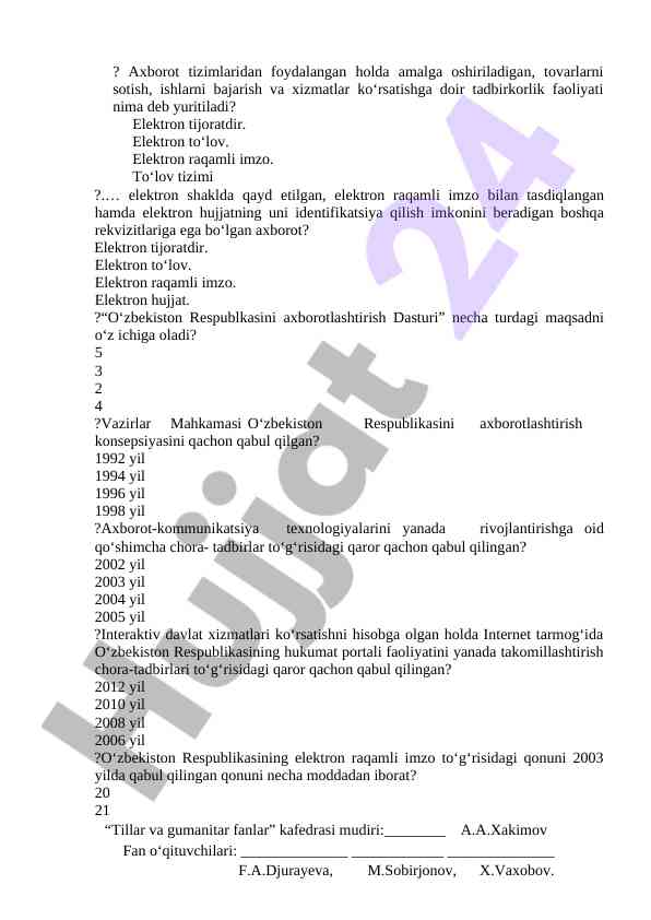 Elektron tijorat va axborot tizimlari