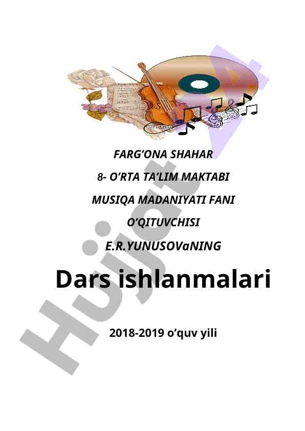 Folklor musiqasi dars mashg’uloti rejasi
