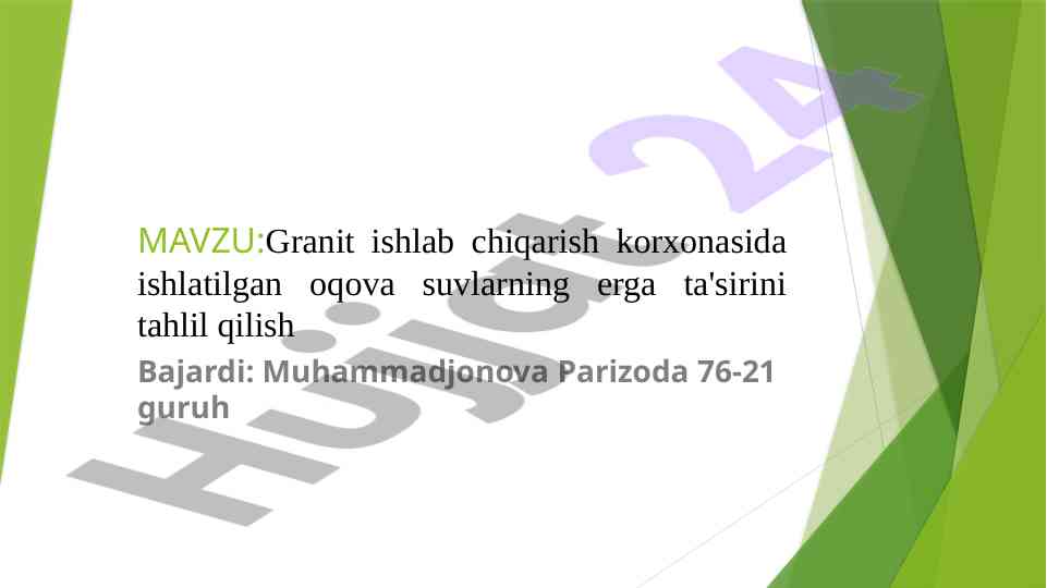 Granit ishlab chiqarish va uning ekologik ta'siri