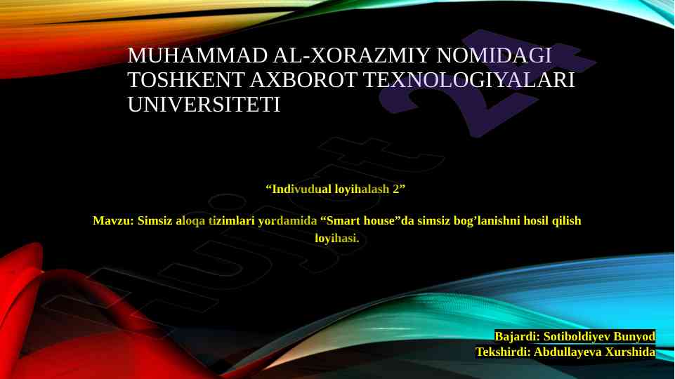 Smart house loyihasida simsiz aloqa tizimlari