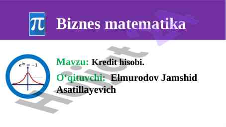 Kredit hisobi darslari bo'yicha qo'llanma