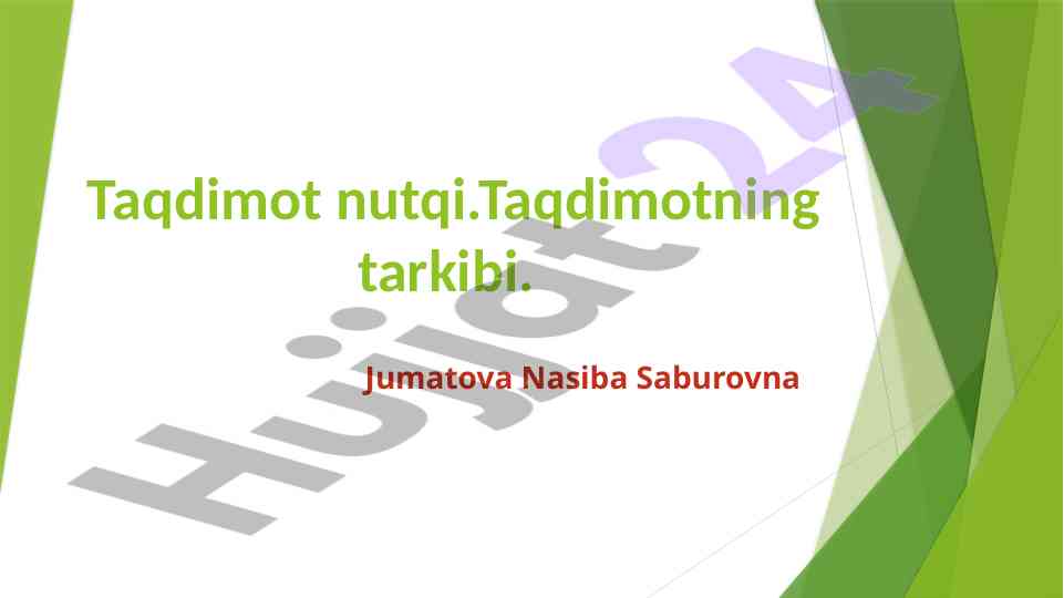 Taqdimot nutqi uslublari va ahamiyati