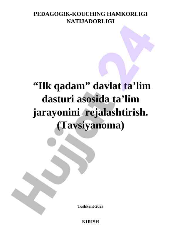 Maktabgacha ta'lim dasturi rejalashtirish asoslari