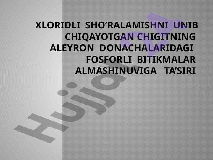 Xloridli sho'ralamish ta'siri va botanika asoslari