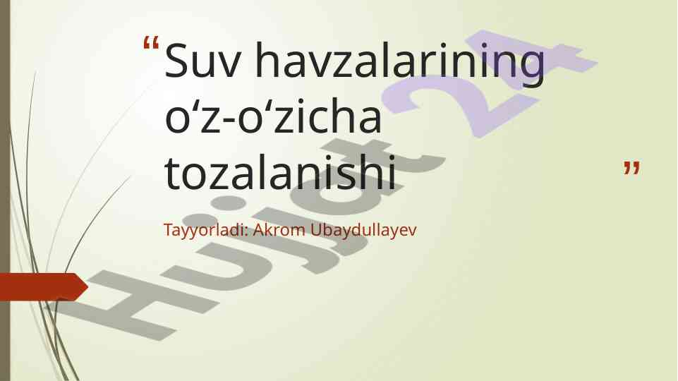 Suv havzalarining o‘z-o‘zicha tozalanishi jarayoni