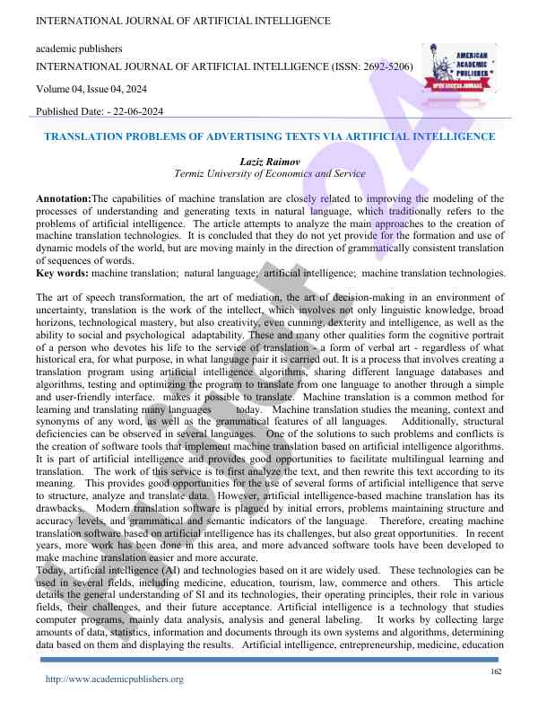 Translation problems of advertising texts via artificial intelligence