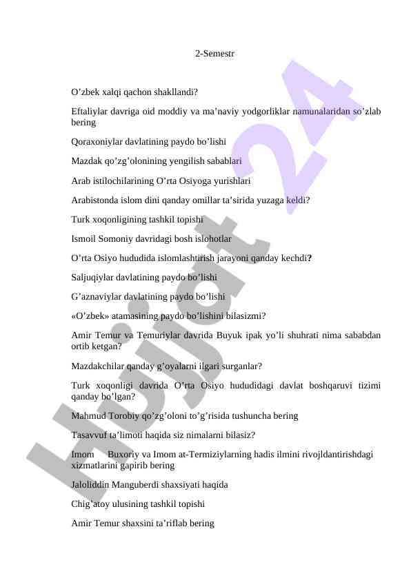 O‘zbek xalqining shakllanishi va tarixi