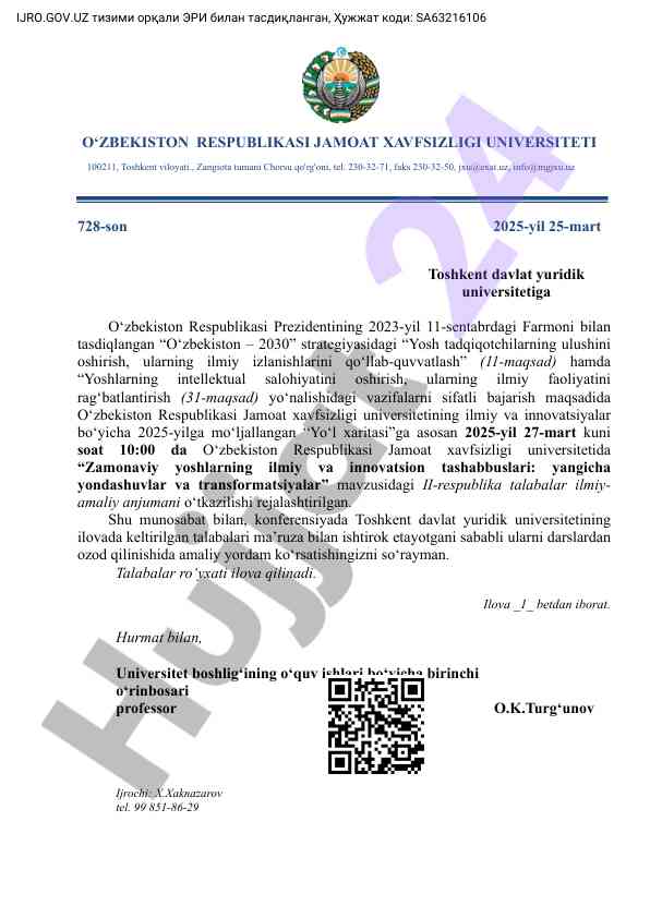 Zamonaviy yoshlarning ilmiy va innovatsion tashabbuslari