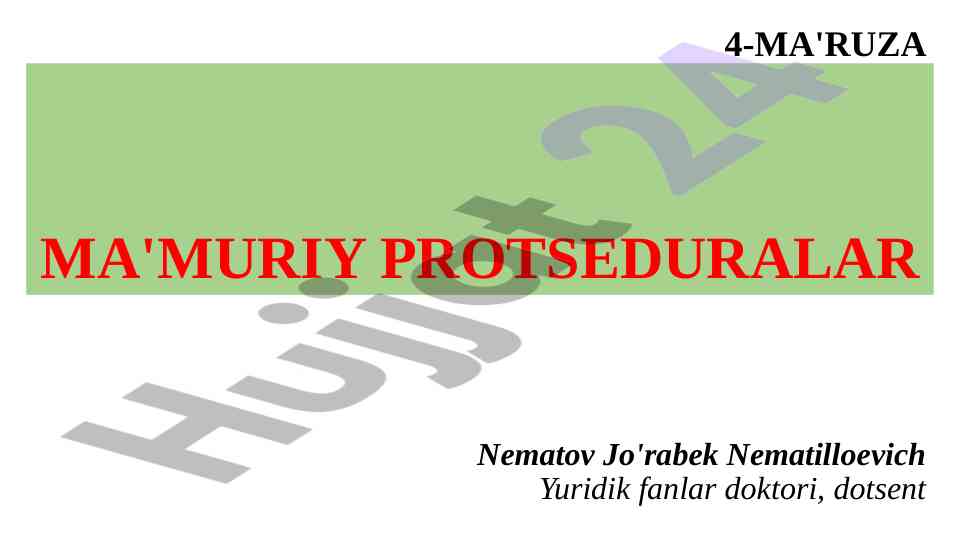 Ma'muriy protseduralar asosiy masalalari