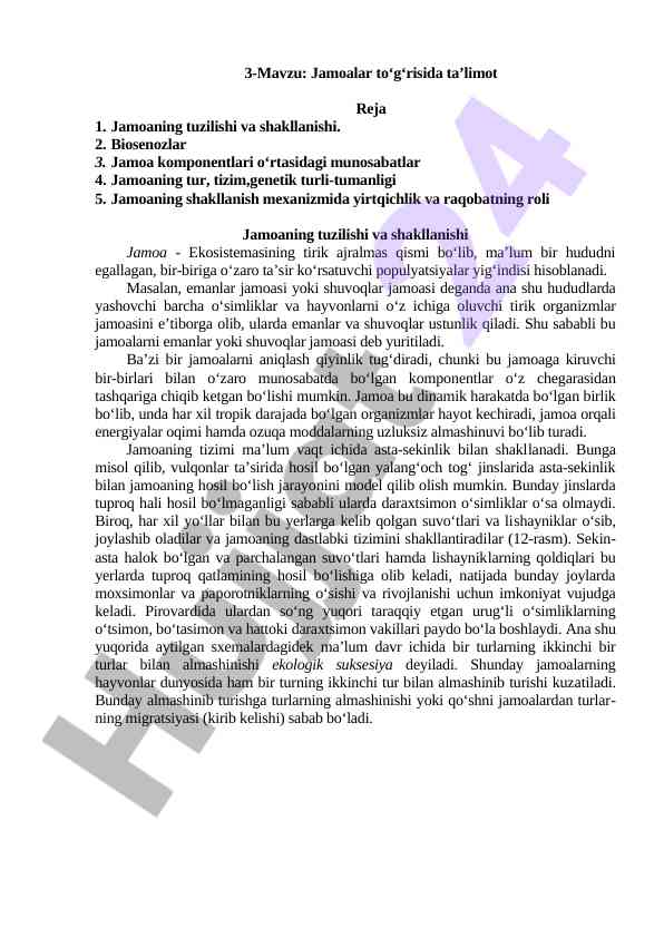 Jamoalar ta'limoti va tizimi mavzusi