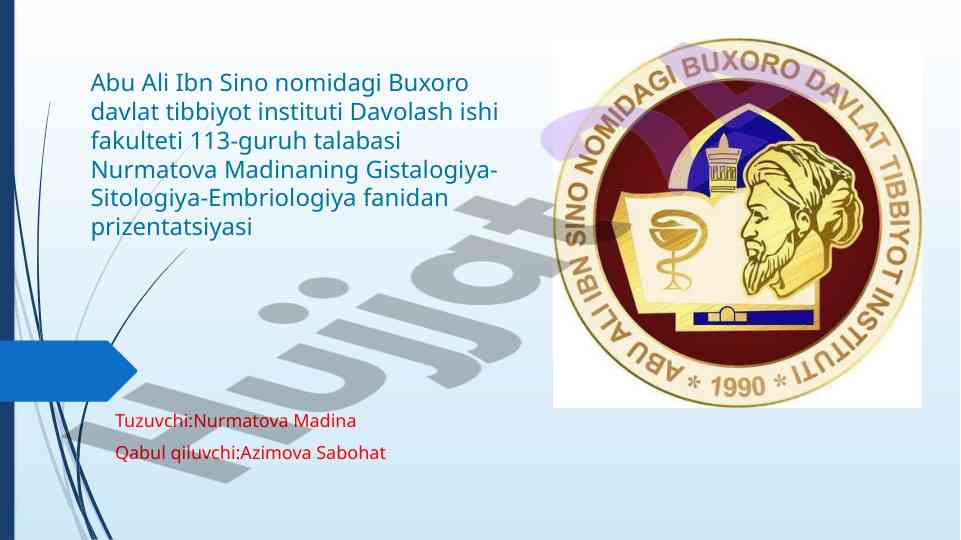 Gistalogiya sitologiya-embriologiya prizentatsiyasi