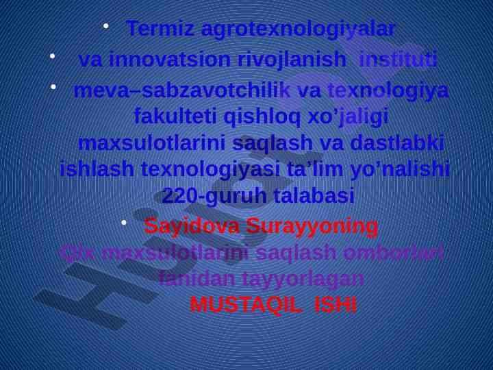 Chigitli paxta xomashyosini saqlash omborlarida texnologiya