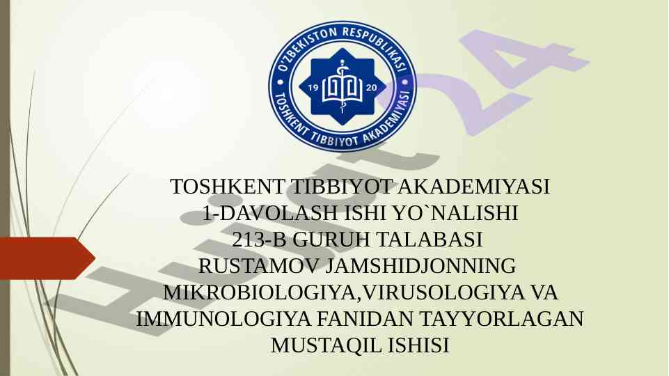 Hla tizimi va komplement tizimi bo'yicha mustaqil ish