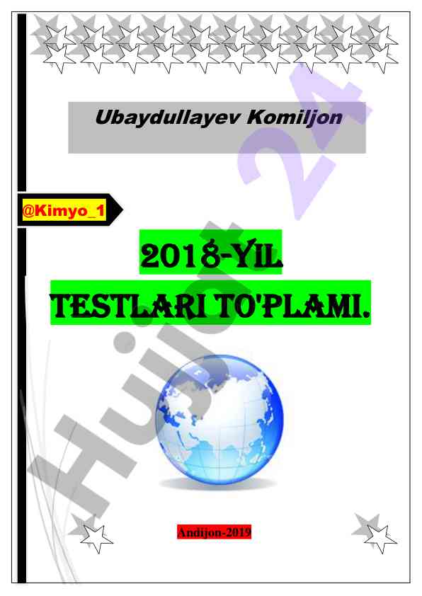 Kimyo testlari to'plami 2018-yil