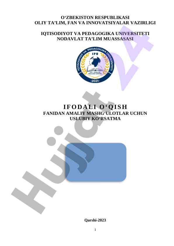 O‘zbek tili va adabiyoti fanidan amaliy mashg‘ulotlar