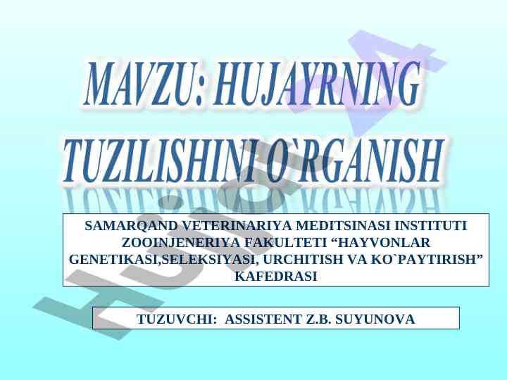 Hujayra nazariyasining asosiy asoslari