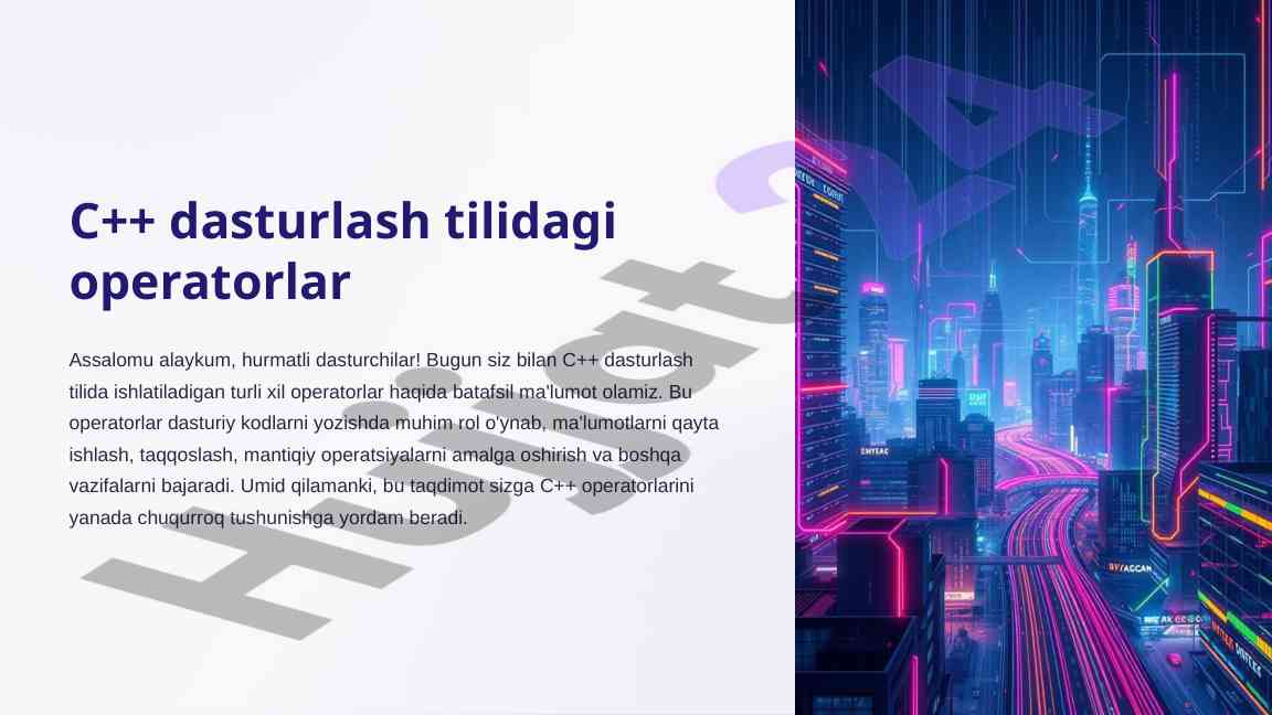 C++ dasturlash tilidagi operatorlar haqida taqdimot