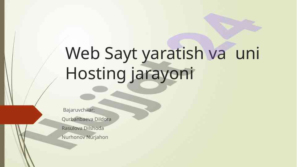Web sayt yaratish va hosting jarayoni
