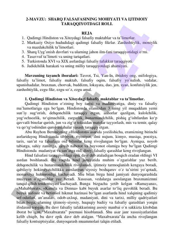 Sharq falsafasining mohiyati va ijtimoiy taraqqiyotdagi roli