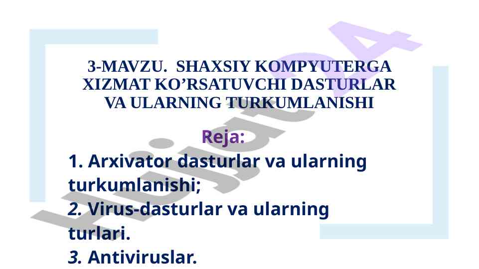 Shaxsiy kompyuterga xizmat ko’rsatuvchi dasturlar