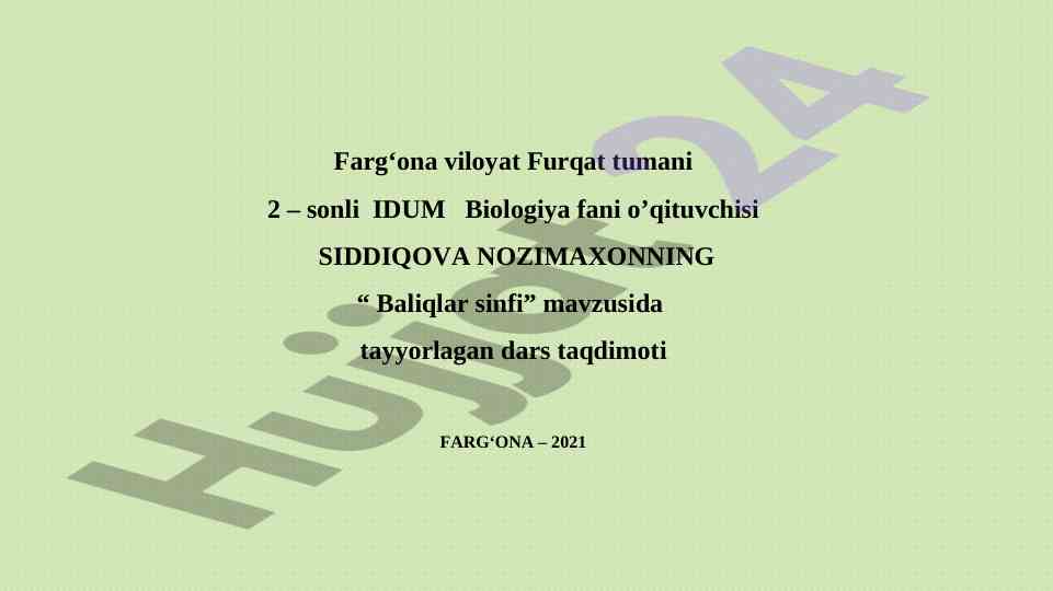 Baliqlar sinfi dars taqdimoti
