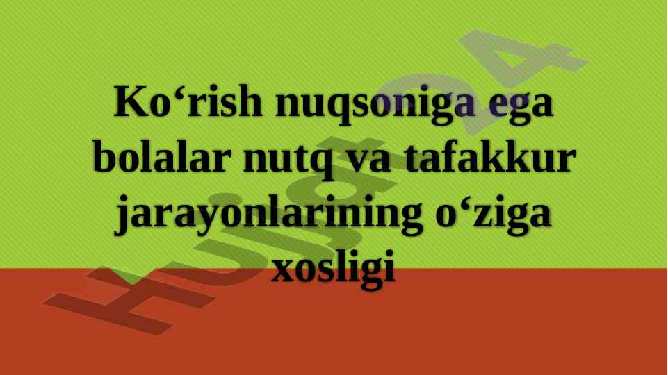 Ko‘rish nuqsoniga ega bolalarda nutq jarayoni
