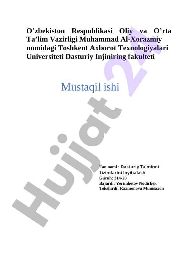 Algoritm va hisoblashlarni modellashtirish bo'yicha kurs ishlari