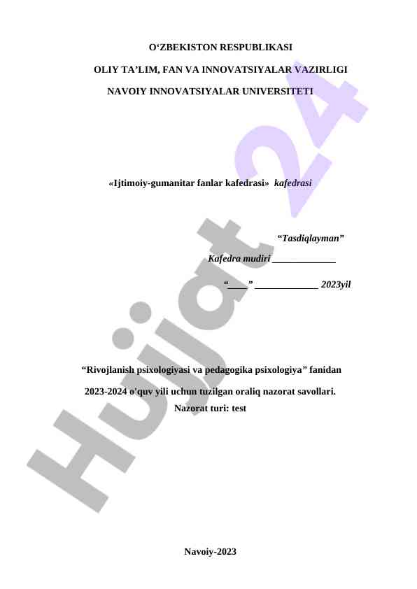 Rivojlanish Psixologiyasi Va Pedagogika Psixologiya