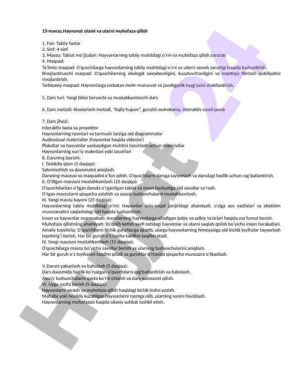 Hayvonlar va ularning tabiiy muhitdagi o‘rni